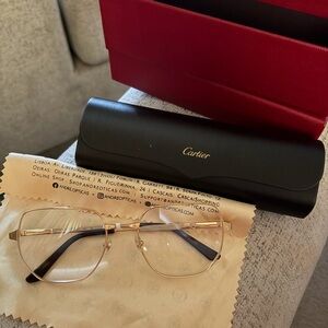 Cartier Gold Frame Glasses with Black Temple Tips